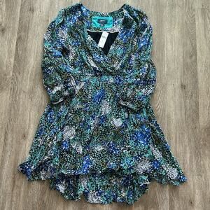 NWT Anthropologie Maeve Carolyn Floral Wrap Mini Dress Medium Petite Cottage